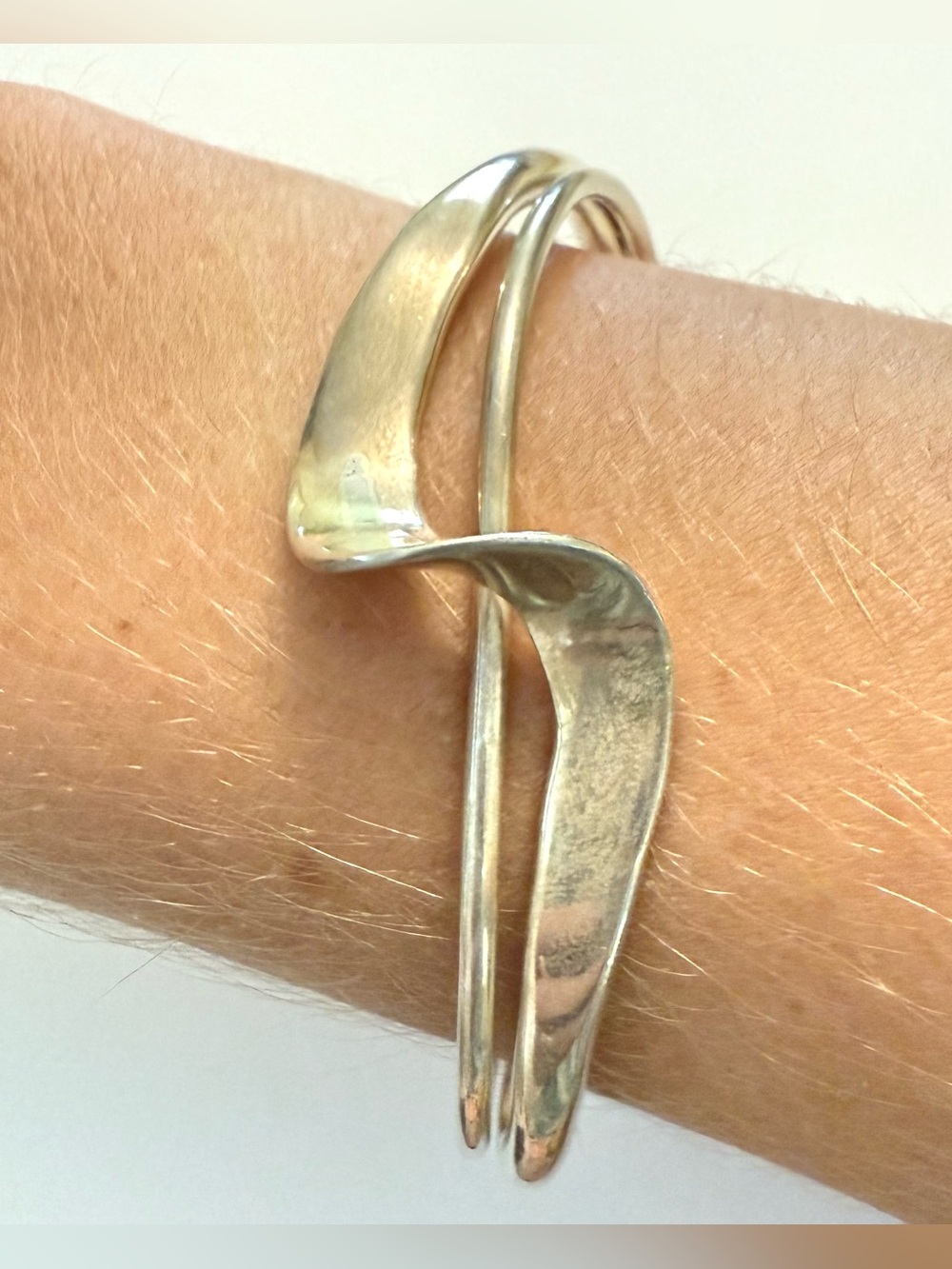 Vintage modernist Sterling Silver Cuff Bracelet 925 Mexico 24 Grams Twisted